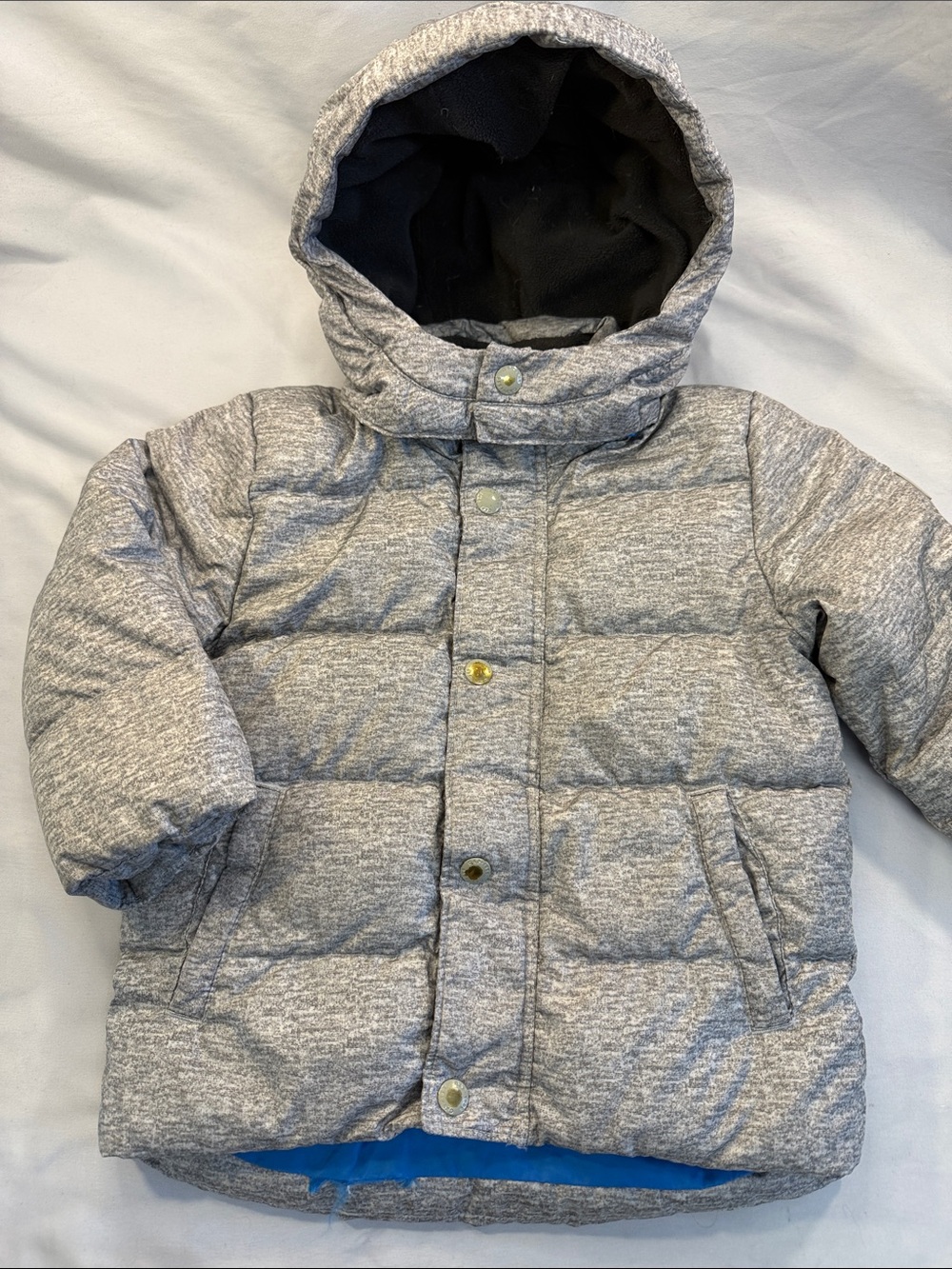 GAP Heather Grey Hooded down filled Puffer Jacket